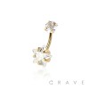 DOUBLE PRONG SET STAR CZ 316L SURGICAL STEEL NAVEL RING